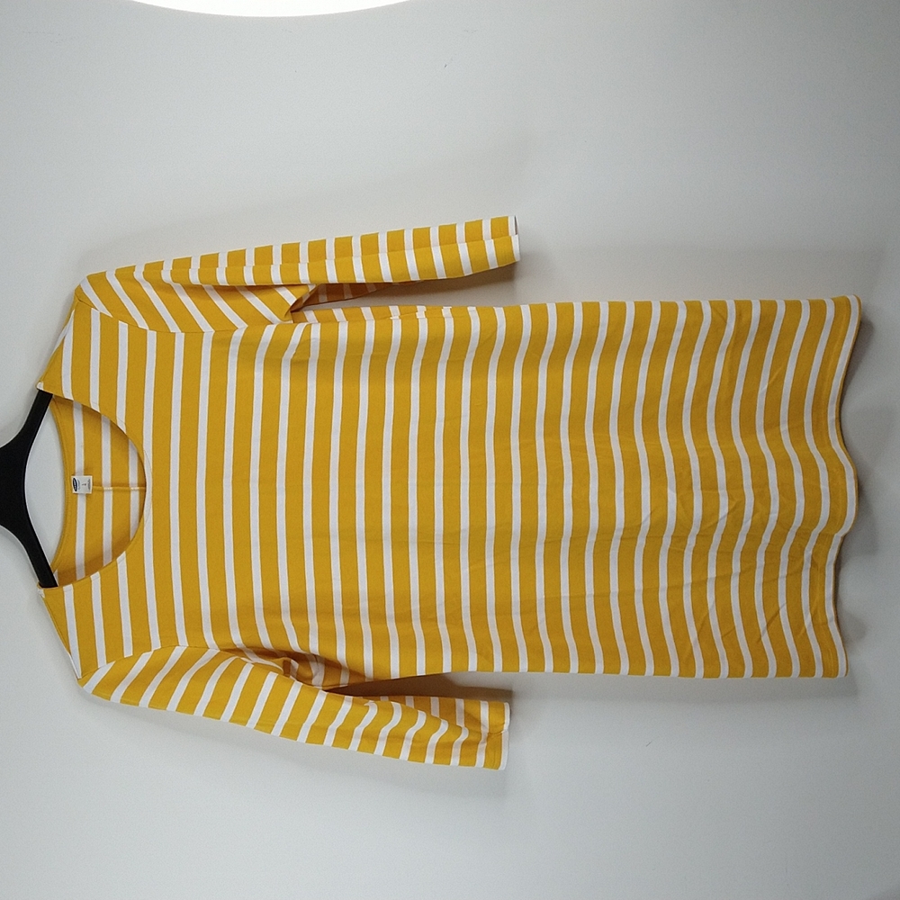 Women's Gold Stripe Knit Dress Size: L